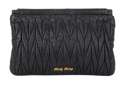 Matelasse Logo Clutch, Leather, Black, MIT, 2*